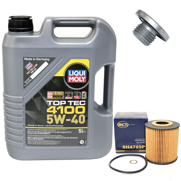 MotoröL Set 5W-40 5 Liter + ÖLfilter SH 4789 P + Schraube FüR BMW 3Er 5Er X5-image