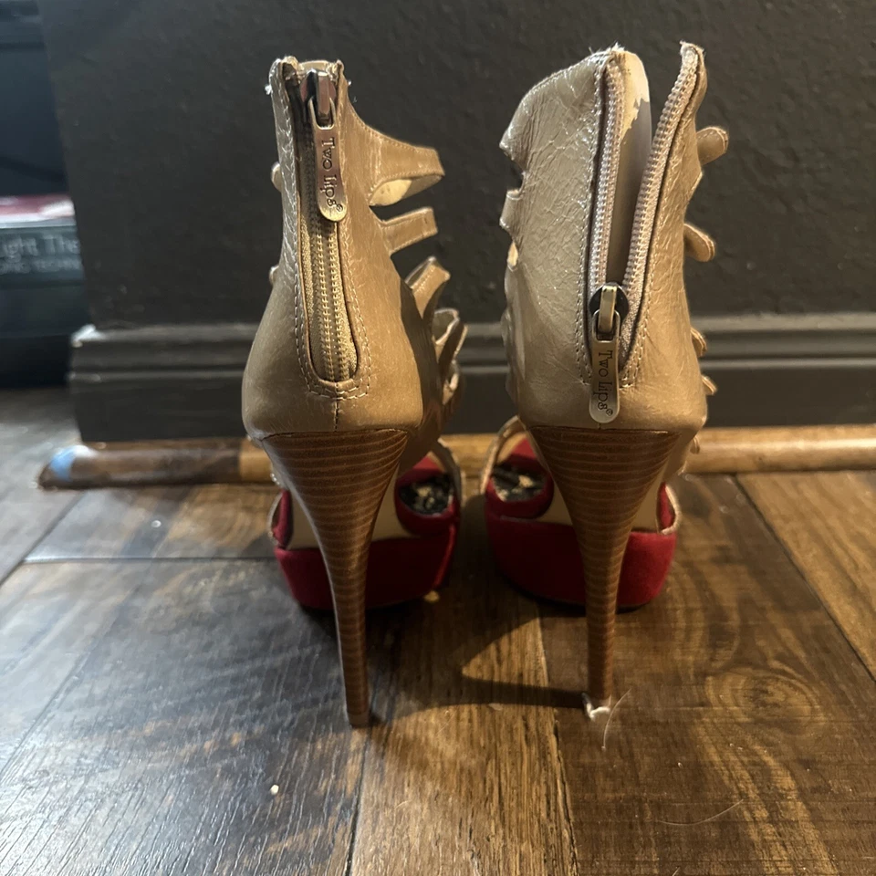 Two Lips Cheetah Encaje Gótico Glam Rocker Rojo Tacones Bomba Stiletto Para Mujer 7 Foto 4 de 4