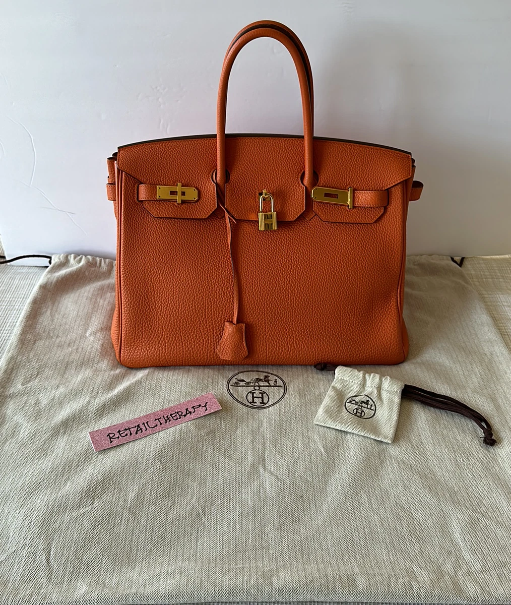 Hermes Togo Leather Birkin Bag 35 Orange