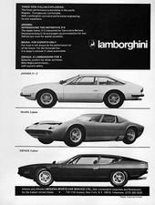 1971 Lamborghini Miura Jarama & Espada Original Print Ad