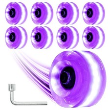 Light Up Roller Skate Wheels 8 Pack, 78A Hardness LED Skateboard Wheels with ...