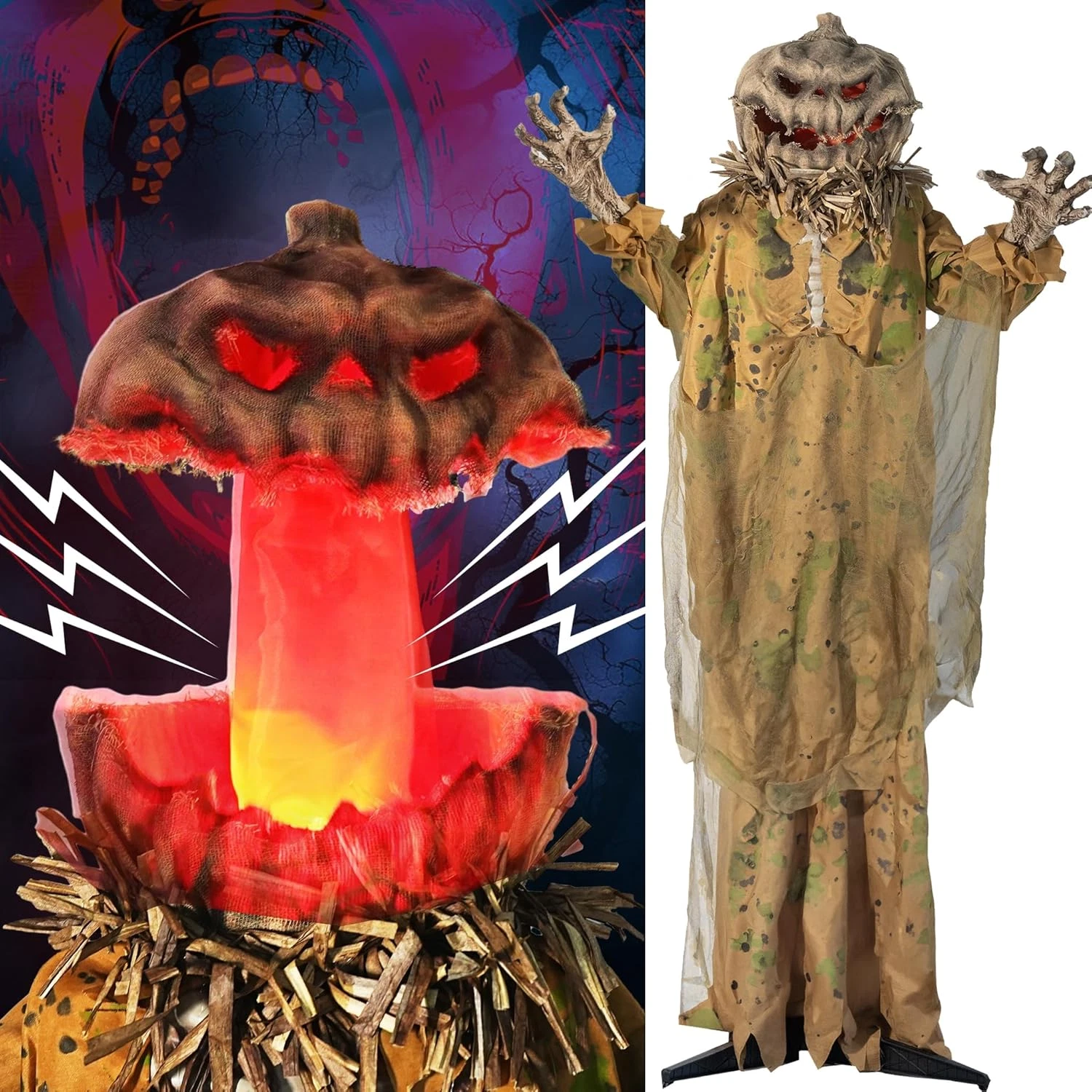 Hourleey 6FT Animatronics Halloween Decorations Outdoor, Animated Pumpkin Ghost