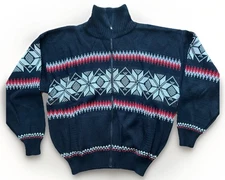 Vintage SCANDIA WOODS Snowflake Fair Isle Full Zip Acrylic Sweater Men’s 3X