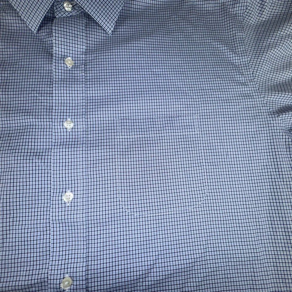 Brooks Brothers Shirt Mens 2XL 18 34 Blue Check Madison Non Iron Supima Stretch - Image 3 of 4