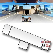 15" Rear View Mirror with Baby Mirror, Clip on Wide Angle Car Interior White