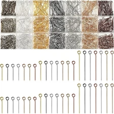 1400 Pcs Eye Pins Mix Jewelry Findings 0.63 * 0.79 * 1.18 in Open Eye Head Pins