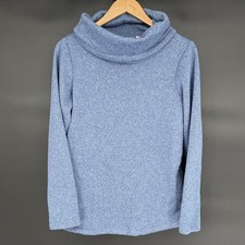 L.L. Bean Womens Cowl Neck Pullover Sweater S Blue Fleece Lined Cozy Outdoor