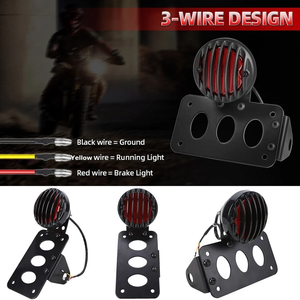 "Soporte de matrícula de luz de freno trasera LED para motocicleta de 1"" para Harley Honda Bobber" Foto 3 de 4
