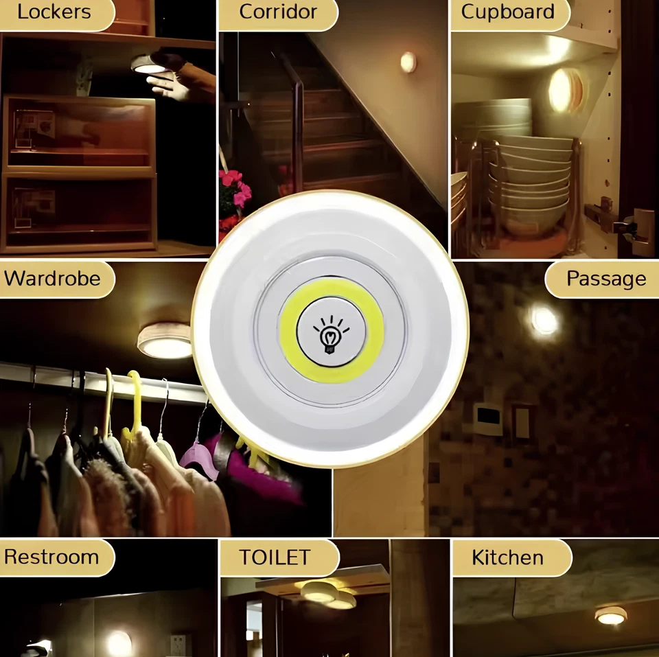 3 FARETTI COB CONTROLLO REMOTO PUNTO LUCE A LED LAMPADA ARMADIO CON TELECOMANDO - Immagine 3 di 4