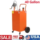 40 Gallon Fuel Caddy Portable Gas Storage Tank with Manual Transfer Pump Orange