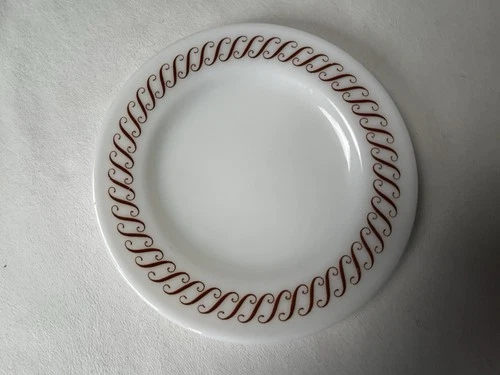 Vtg Pyrex Tableware Corning Brown Regency S Scroll 713-14 5.5” Dessert Plate