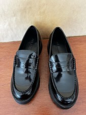Steve Madden Women's Fashionable Black Leather Langsten Platform Loafer Size 7.5