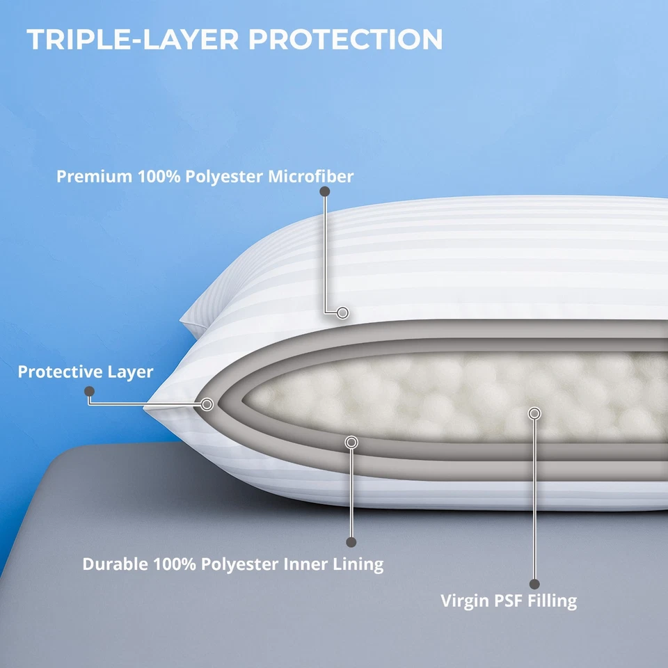 Bed Pillows Set of 2 Breathable Hotel Quality Down Alternative Bed Plush Pillow - Image 2 of 4