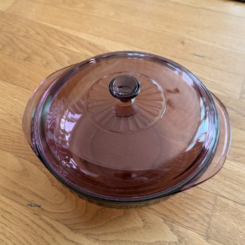 Vintage PYREX #024 Cranberry 2 Qt. Casserole Dish W/ Pyrex Lid 624C