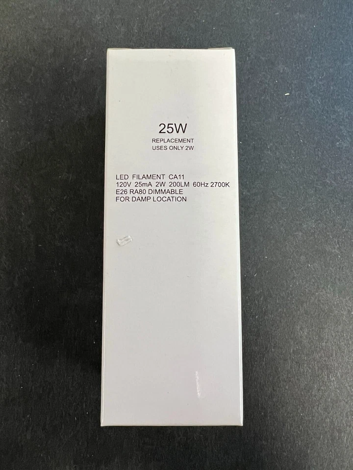 Box of 10 LED Filament CA11 Dimmable For Damp Locations - Image 2 of 3