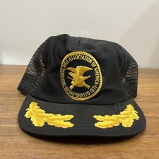 VTG NRA Mesh Snapback Trucker Hat Gold Leaves Scrambled Eggs Made in USA