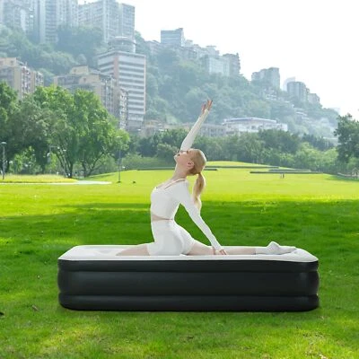 JHK Queen Size Air Mattress 22" Inflatable Blow Up Mattress Airbed w/ Built-in Pump