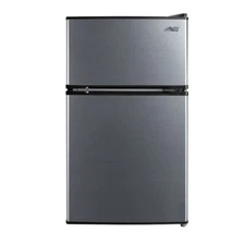 2 Door Mini Fridge Freezer Stainless Steel Dorm Office Garage Small Refrigerator