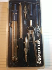 Vintage Made In brazil STAEDtLER Drafting Set W case Vintage Free Shipping.