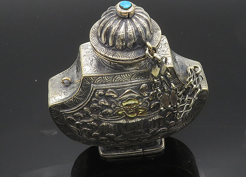 CHINESE 925 Silver & 18K GOLD - Vintage Antique T… - image 5