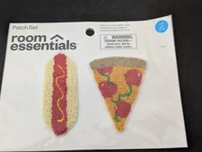 NEW  Room Essentials 2 Piece Adhesive Back Patch Set Pizza and Hot Dog