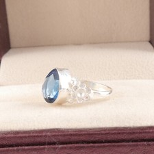 London Blue Topaz Gemstone 925 Sterling Silver Handmade Jewelry Ring Gift