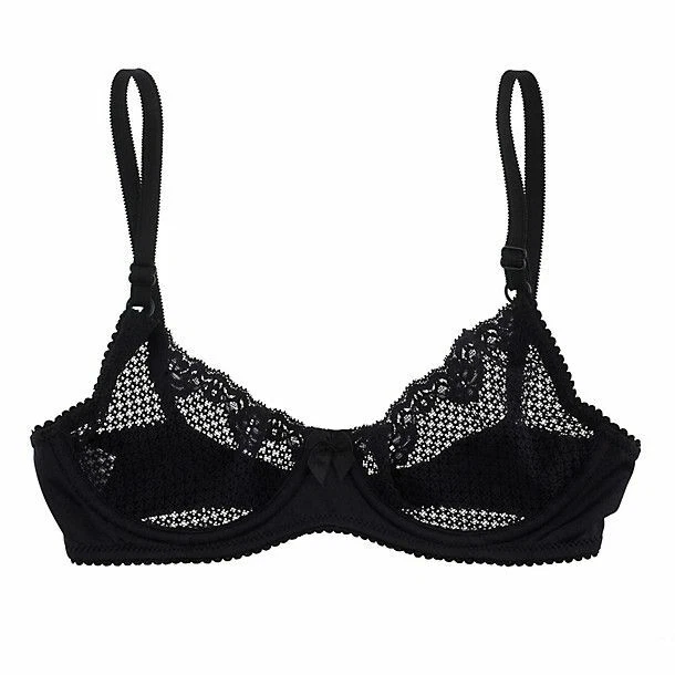 Timpa Duet Lace Underwire Sheer Demi Bra Style 16449