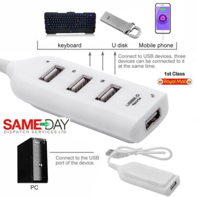 HIGH SPEED 4 PORT USB HUB 2.0 MULTI SPLITTER ERWEITERUNG DESKTOP PC LAPTOP ADAPTER
