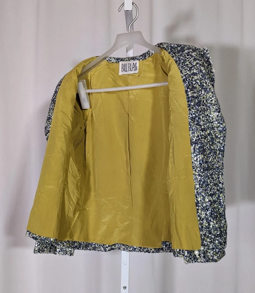 Blazer Chaqueta Bill Blass Vintage Lentejuelas Océano Multicolor 36 Esmoquin EE. UU. Mosaico Foto 4 de 4