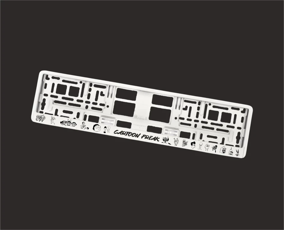 2x Soporte de marco de matrícula europea envolvente blanco dibujos animados monstruo Foto 2 de 4