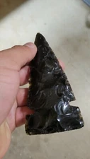 Black Obsidian Spearhead, Obsidian Arrow, Black Obsidian, 5.5 Inches 