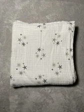 Aden & Anais Gray Twinkle Stars Starburst Cotton Muslin Swaddle Baby Blanket