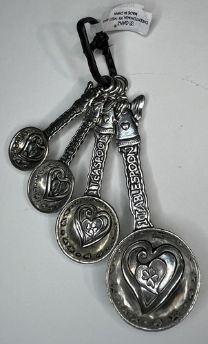 GANZ Measuring Spoons choice Set Bees Crosses Angels Flowers New 4 pc. silver - Picture 2 of 9