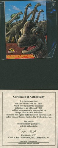 Jurassic Park #1 CGC 9.6 firmato da George Perez & Simonson con certificato di autenticità + carte Topps - Foto 3 di 4