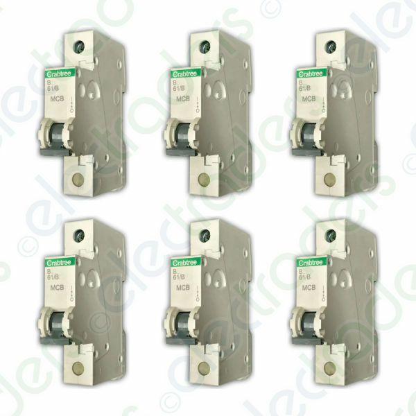 9 x Crabtree 61/B16 6 amp Miniature Circuit Breakers MCB Starbreaker 6kA Type B