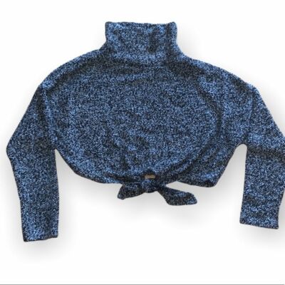 Revamped gray matching set turtleneck long sleeves sweater and