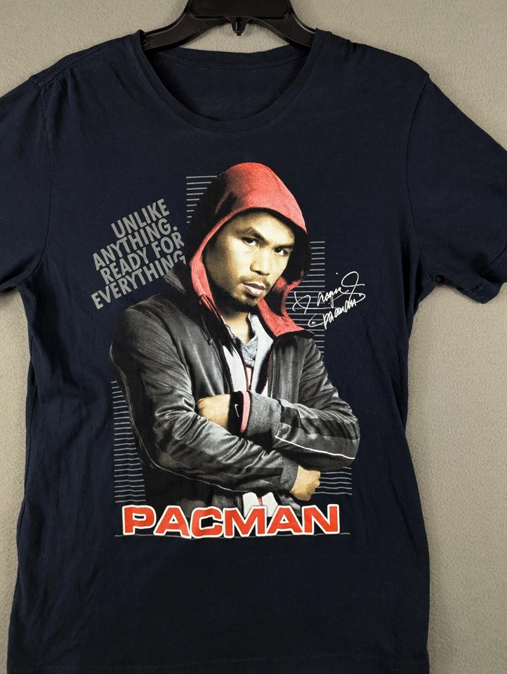 Camisa De Colección Manny Pacquiao Lista para Todo Rara Negra Pacman Boxeo Leer Foto 2 de 4
