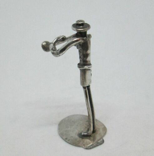 Sterling Silver Miniature Sculptures Hassid Blowing Trumpet handmade - Picture 4 of 12