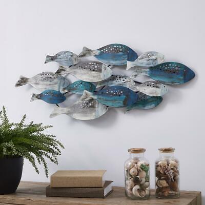 Fish Metal Wall Art Sea Of Life Blue Coastal Modern Home Sculpture Decor  7451126317368 | eBay