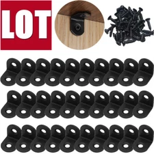 Black L Bracket Corner Brace Sets Stainless Steel Home 90 Degree Right Angle LOT