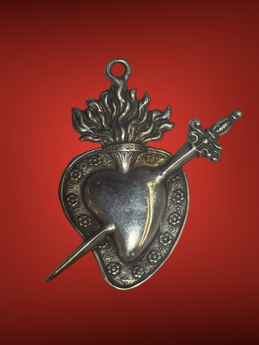 Sacro cuore per Madonna Addolorata accessorio statua ex voto trafitto fiamma - Foto 7 di 13