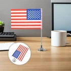 12 Set American Flag Desk Decor - Miniature USA Table Flag with Base Stand -