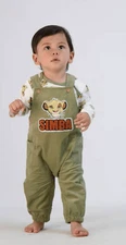 Disney Baby Simba Lion King Olive Green Corduroy Patch Overalls 24M
