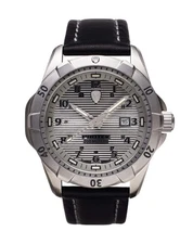 ProTek Steel Dive Watch, SS Case/Silver Dial/Black Strap, One Size, PT2004