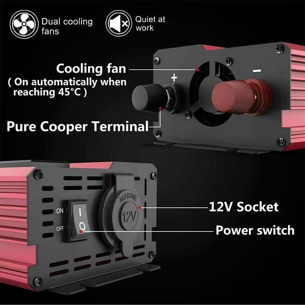 5000W Car Power Inverter DC 12V To AC 110V Pure Sine Wave Solar Converter LCD