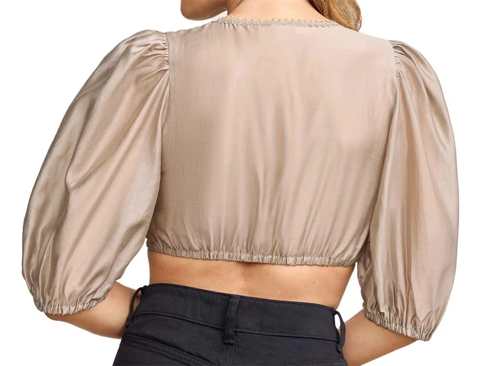 Krüger Dirndlbluse Mele halbarm schilf V-Ausschnitt Puffarm transparent - Bild 3 von 3