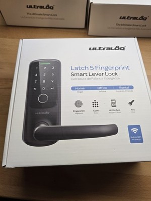 Ultraloq Latch 5 Fingerprint Smart Lever Lock - Black - New In Box