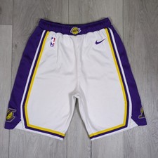 Nike Los Angeles Lakers Shorts Boys Medium White Purple NBA Authentic Engineered