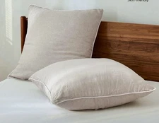 Simple&Opulence 100% Linen Euro Sham Covers with Piping Trim, New in Pkg