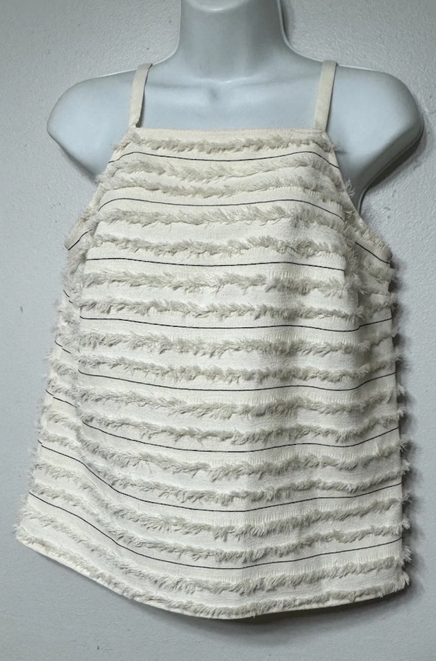 Maeve Anthropologie 上衣女式 2 码 Quinn 流苏纹理吊带背心方领 — 第 2/4 张图片